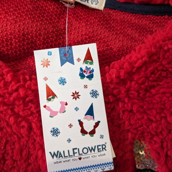 NWT red pullover Christmas motif sweater reindeer women's medium Wallflower - Picture 8 of 8
